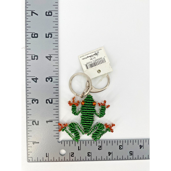 Disney Animal Kingdom Beadworx GrassRoots Keyring - Green and Orange Frog, NEW - Picture 2 of 3